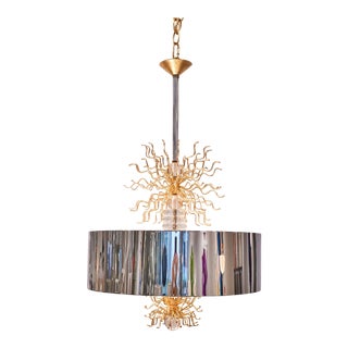 Van Teal Modern Chrome Finish Drum Shade Chandelier For Sale