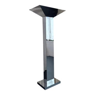 1980s Postmodern Chrome Skyscraper Torchiere Floor Lamp For Sale