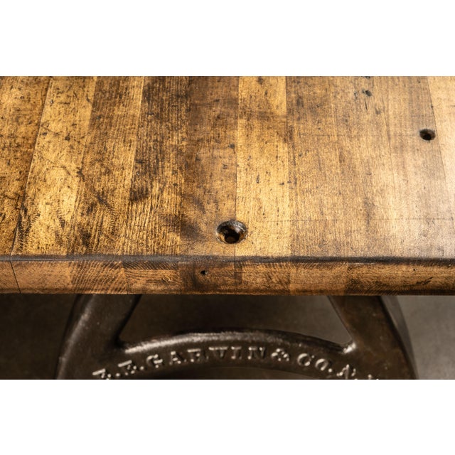 Wood Vintage Industrial Butcher Block Dining Table With Cast Iron Legs For Sale - Image 7 of 7