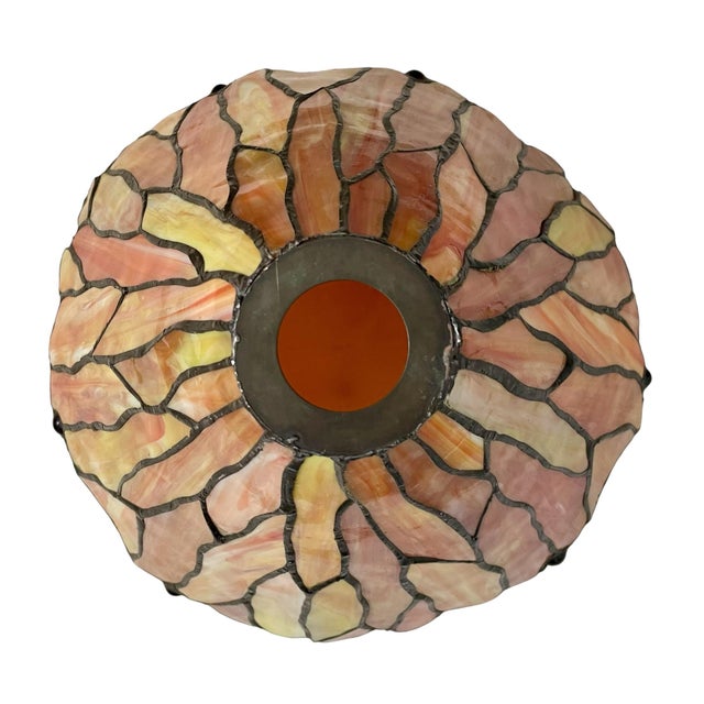 Gemstone Vintage Tiffany-Style Stained Glass Lamp Shade, Orange, Amber, Goldenrod For Sale - Image 7 of 7