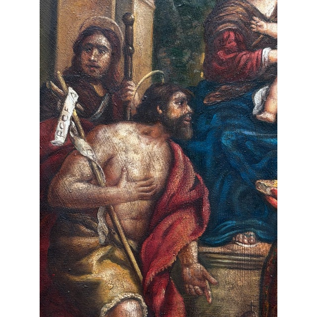 Flemish Artist, Adoration of the Child by Saints and Pope, St. Stephen, 17th Century, Copperplate Painting, Framed, in...