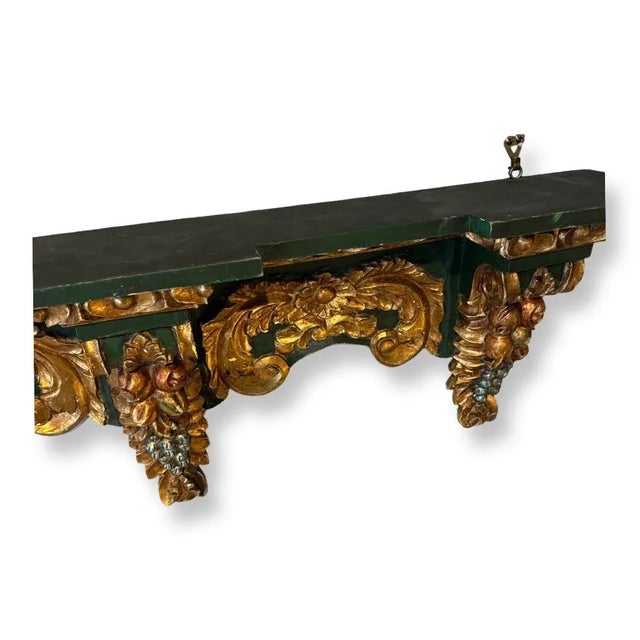 Antique Italian Painting and Gilded Wood Bracket. For Sale - Image 4 of 5
