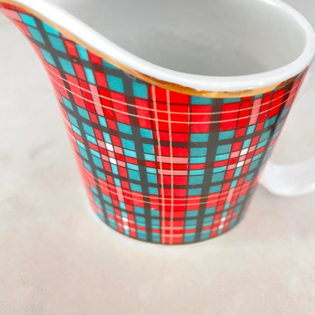 Vintage Tartan Plaid Creamer & Covered Sugar Bowl Set- 2 Pieces For Sale - Image 9 of 10