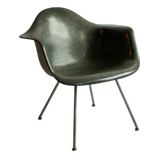 Eames Herman Miller Zenith Lax Rope Edge X-Base Elephant Hide Gray Chair 1950s For Sale