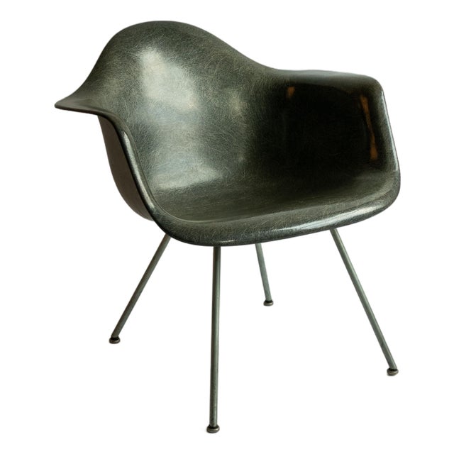 Eames Herman Miller Zenith Lax Rope Edge X-Base Elephant Hide Gray Chair 1950s For Sale