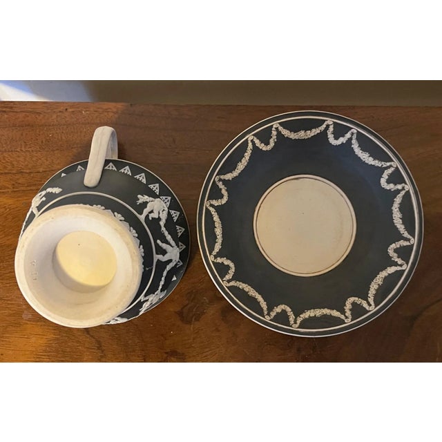 Black Large Antique Early 19th Century Black Jasperware Cabinet Cup & Saucer For Sale - Image 8 of 13