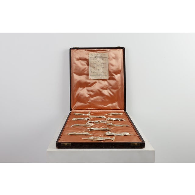 Menagerie by Edouard Marcel Sandoz for Christofle Gallia, France, 1920s, Set of 12 For Sale - Image 15 of 16