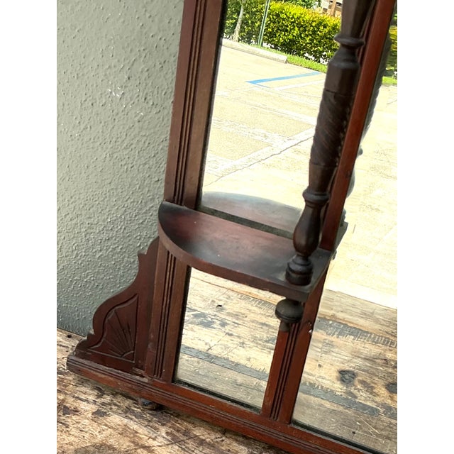 Vintage Eastlake Carved Wood Mantle Mirror For Sale - Image 14 of 17