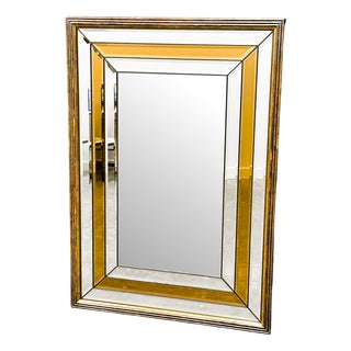Vintage Peach and Clear Bevelled Mirror by Schöninger, 1960s For Sale