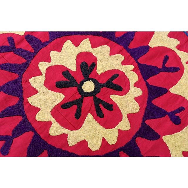 Vintage Hand Embroidered Suzani Wall Hanging, 1920s For Sale - Image 3 of 18