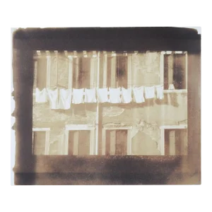 Vintage Cyanotype Architectural Old Building Laundry Photograph