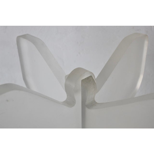Plastic 1980s Lion in Frost Style Lucite Butterfly Wing Shape Mid-Century Coffee Table Base For Sale - Image 7 of 16