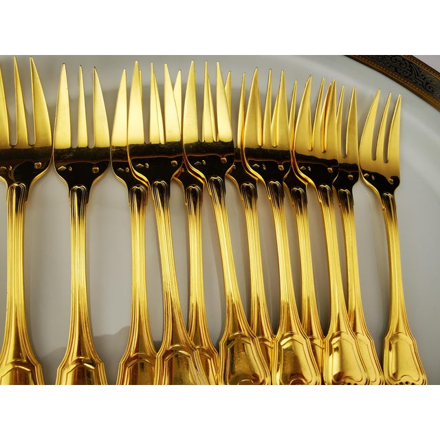 Vintage Solid Silver with Gold Finish Cutlery Set for 12 People from Christofle & Cardeilhac, 1950s, Set of 138 For Sale - Image 15 of 18
