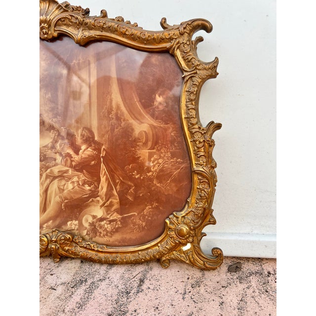 Victorian Antique French Romantic Frame & Picture Reproduction Print For Sale - Image 3 of 11