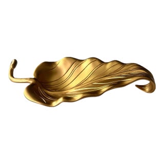 L’Objet Gold Leaf Bowl – Sculptural Gilt Decorative Dish, Organic Leaf Form, 11” Luxury Home Accent For Sale