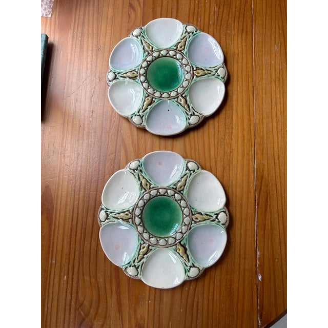 Green Antique Majolica Oyster Plate c.1890 For Sale - Image 8 of 9