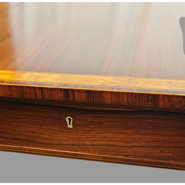 Late 19th Century Antique English Sheraton Rosewood Satin Wood Banded Pembroke Drop Leaf Table For Sale In Philadelphia - Image 6 of 11