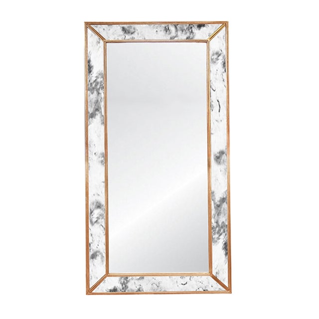 Contemporary Matthew Izzo Home Dion Tall Gold Leaf Antique Wall Mirror For Sale - Image 3 of 3