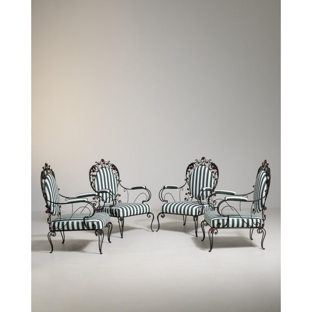 1950s Black Iron Set of 4 Outdoor Chairs For Sale - Image 11 of 17