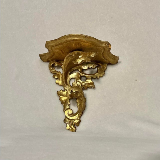 Florentine Italian Gold Gilt Carved Wood Wall Shelf by Franco Tacchi, Early 20th Century For Sale - Image 4 of 11
