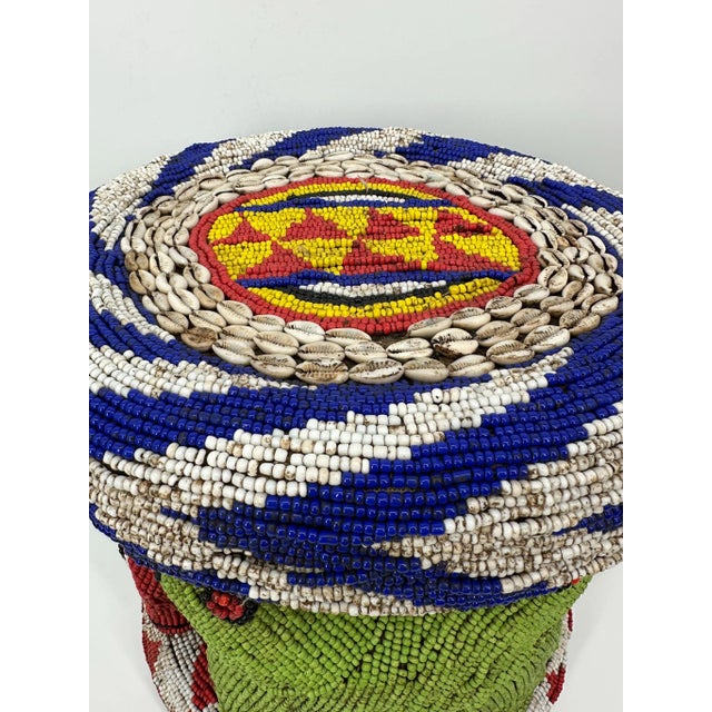 Wood Bamileke Trade Bead Animal Stool For Sale - Image 7 of 12
