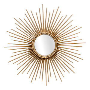 Vintage Sunburst Mirror in Gilded Metal and Curved Glass from Chaty Vallauris, 1950s