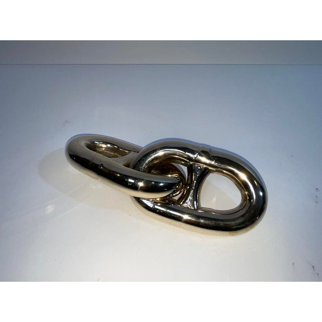 Very heavy double link of minesweeper stud link chain. Made of solid manganese bronze. Meticulously polished and lacquered...