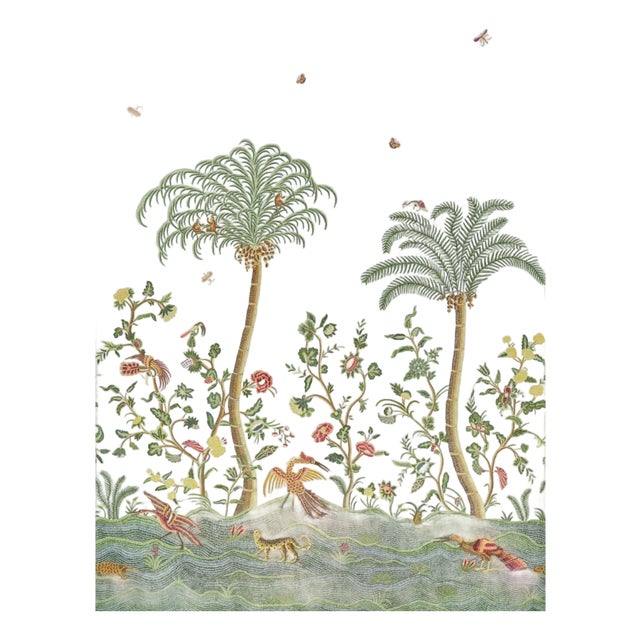 SAMPLE - Schumacher Spotswood Crewel 2 Panel Set In Sky For Sale