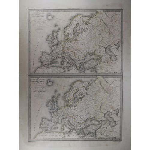 Antique Maps of Europe Before and After The Barbarian Invasion of 350 Ad. Two Original 1838 Editions of Pierre M. Lapie Maps For Sale