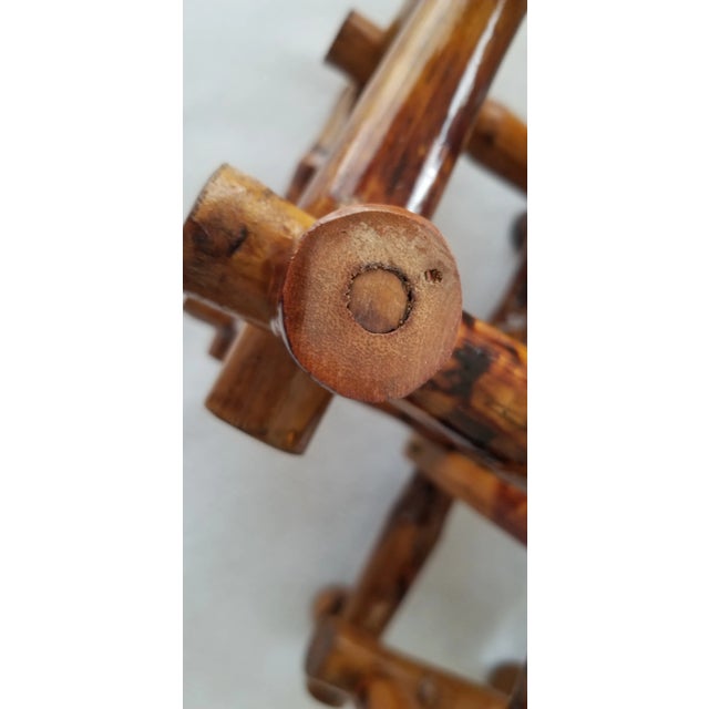 Wood Vintage Varnished Scorched Bamboo Expandable Wine Rack For Sale - Image 7 of 10