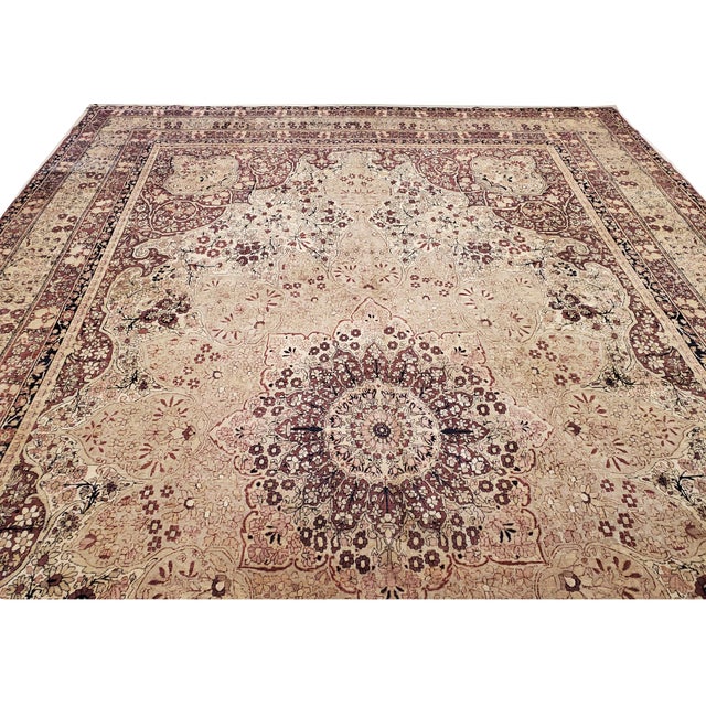 Antique Lavar Kerman Carpet, Fine Persian Oriental Rug Jewel Blue, Gold and Navy For Sale - Image 10 of 18