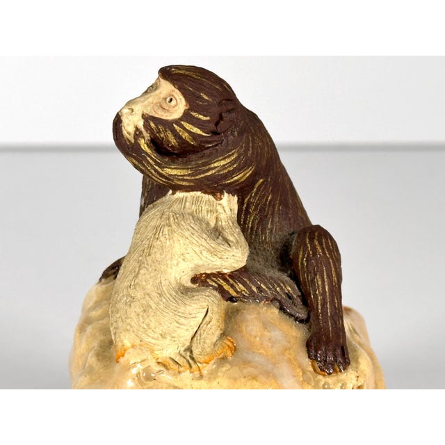 Rare & Unusual Antique Japanese Pottery Figural Mother & Baby Monkey Wax Seal for your consideration. The figural wax seal...