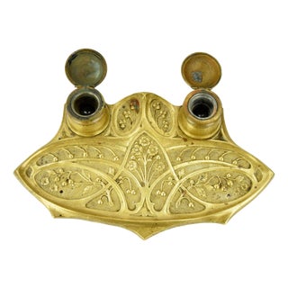 Art Nouveau Brass Inkwell For Sale