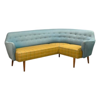 Danish Modern, Corner Sofa, Fabric, Wood, Denmark, 1950s For Sale