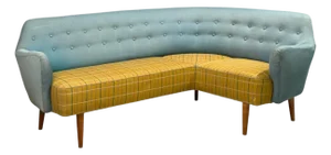 Danish Modern, Corner Sofa, Fabric, Wood, Denmark, 1950s