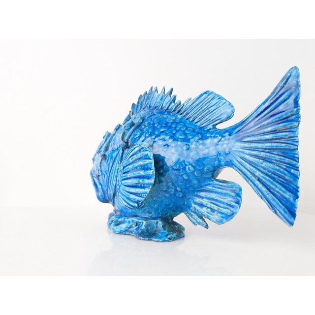 Italian Art Deco Blue Glazed Scorfano Fish Sculpture by Guido Cacciapuoti, 1930s For Sale - Image 15 of 18