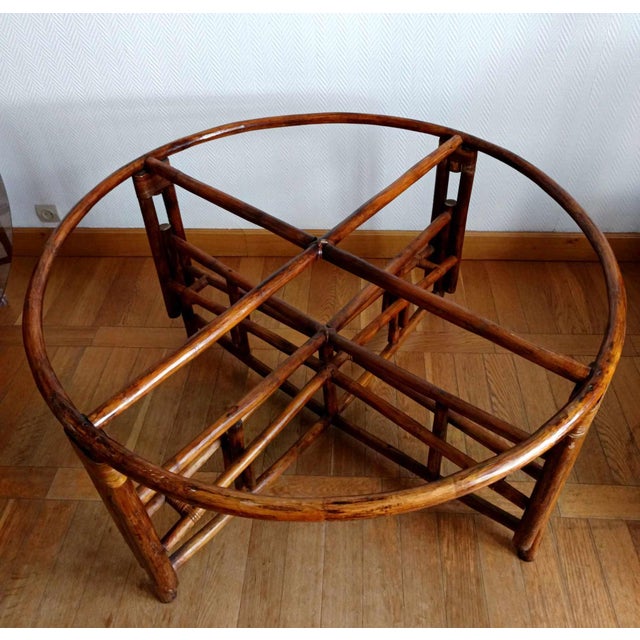 Large Rattan Telescopic Table, 1970s For Sale - Image 4 of 11