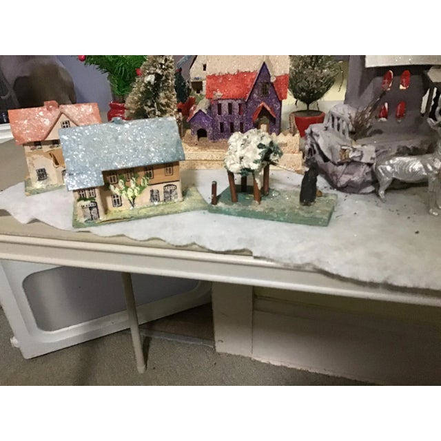 Antique Rare older Putz village. That went under aluminum Christmas tree. Some wear Smaller houses some say made in Japan...