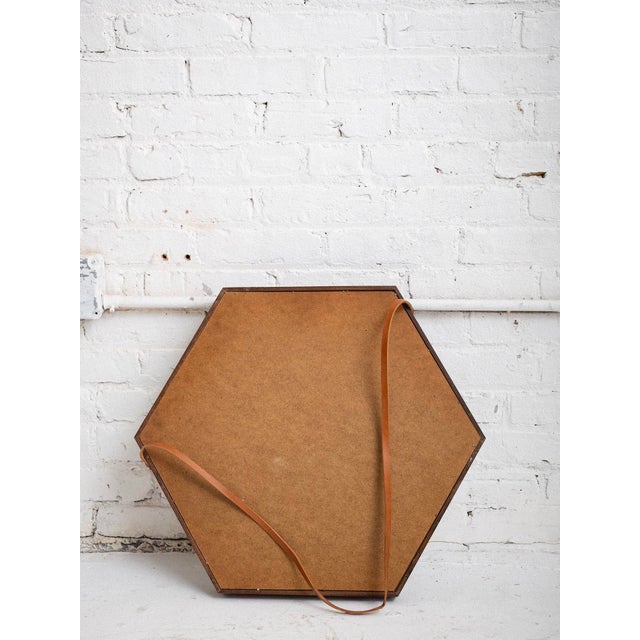 Wood Hexagonal Mid-Century Wood Framed Mirror For Sale - Image 7 of 7