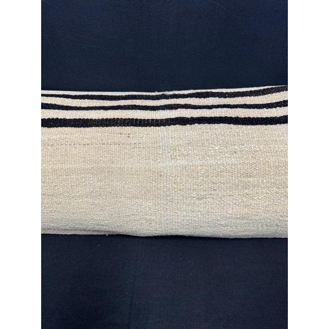 Contemporary Turkish Hemp Pillow Cushion Natural Beige Black Cushion Cover 14"x45" For Sale - Image 3 of 4