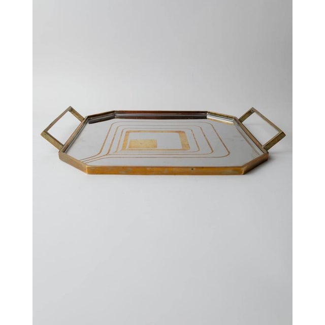 Mid-Century Octagonal Stainless Steel Tray with Brass Rim, 1970s For Sale - Image 4 of 12