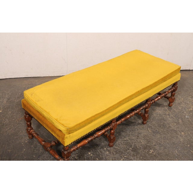 French Upholstered 5 Ft Bench, Mid 20th C. For Sale - Image 10 of 11