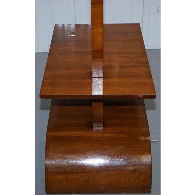 Metal Large Art Deco Walnut Side Table with Built in Height Adjustable Light For Sale - Image 7 of 9