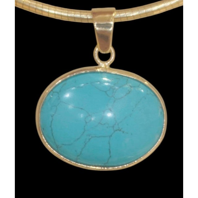 Sol Pendant, Turquoise With Blue Topaz, Diamonds & 14k Gold For Sale - Image 10 of 12
