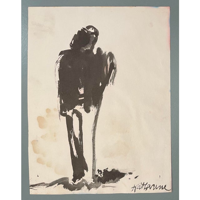 Mid-Century Modern 1960s Katharine Yares Modern Figure Watercolor For Sale - Image 3 of 3