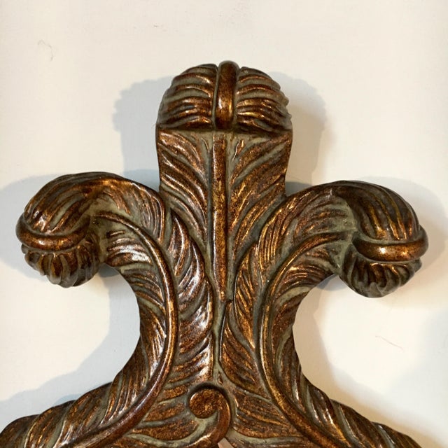 Vintage John Richard Carved and Gilt Oval Mirror With Double Sconces