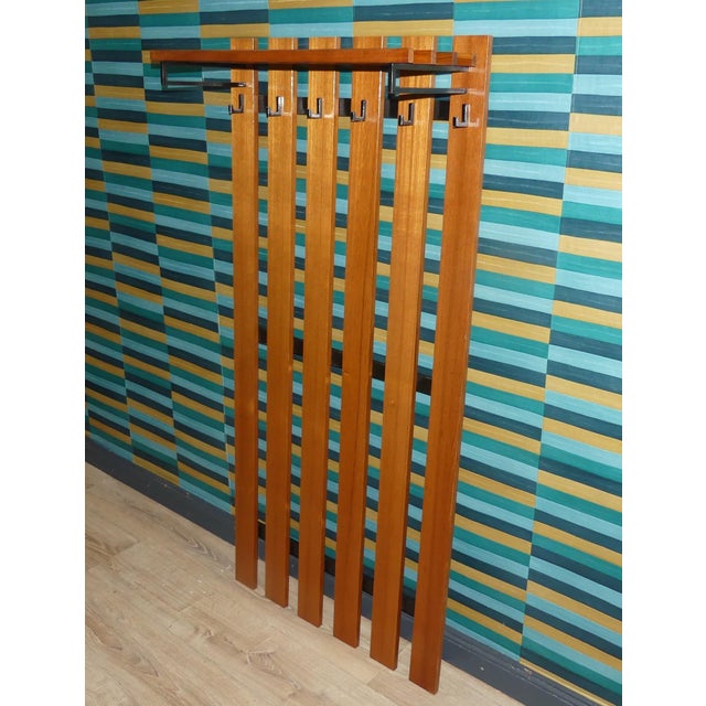 Wood Vintage Wall-Mounted Coat Rack with Hat Shelf, 1960s For Sale - Image 7 of 10