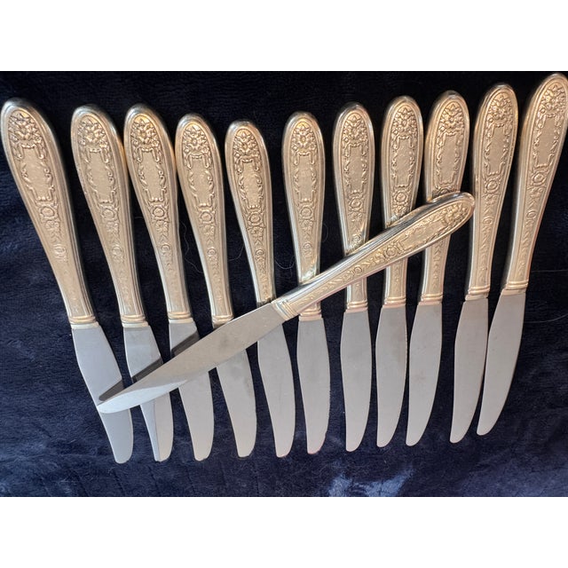 1960s Art Deco Dinner Knife Mildred Silverplate, 1936 by National Silver Co - 12 Pcs For Sale - Image 15 of 16