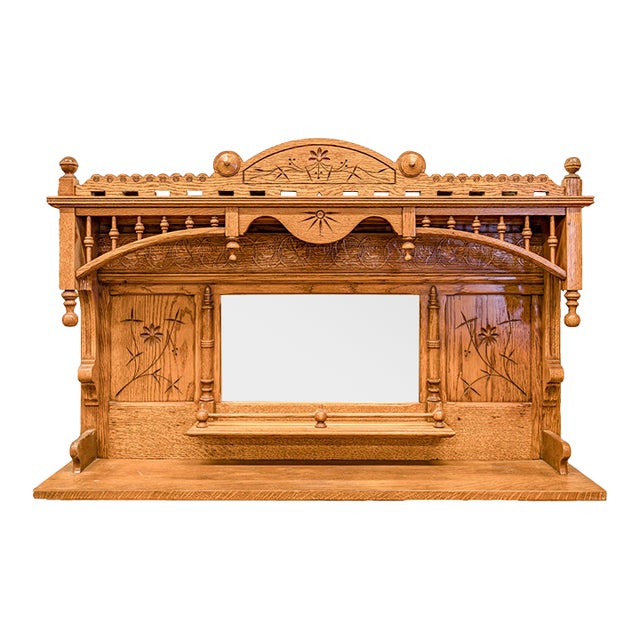 Late 19th Century Eastlake Era Wall Mirror With Shelf For Sale