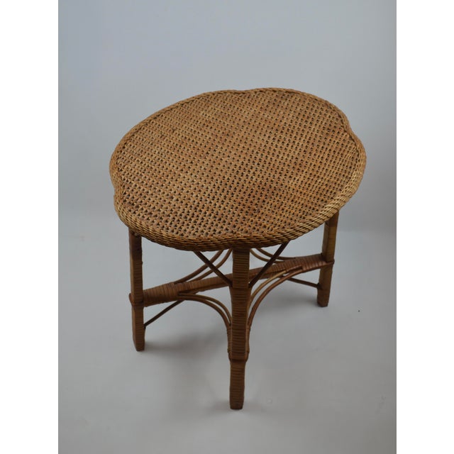 Mid-Century Free-Form Wicker and Rattan Side Table, 1960s For Sale - Image 17 of 17